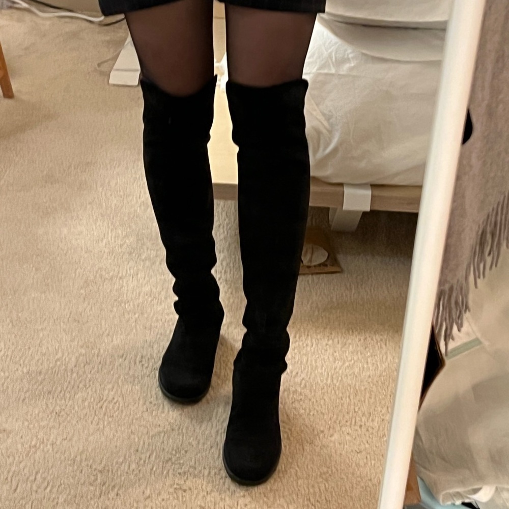 Stuart Weitzman black suede 5050 boots